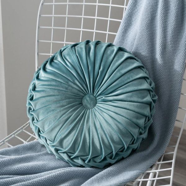 House of Hampton® Throw Pillows Couch Cushion Velvet Pleated Round